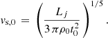 $$ \begin{aligned} v_{\mathrm{s},0}\,=\,\left(\frac{L_j}{3\,\pi \rho _0 t_0^2} \,\right)^{1/5}. \end{aligned} $$