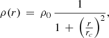 $$ \begin{aligned} \rho (r)\, =\, \rho _0 \, \frac{1}{1\,+\,\left(\frac{r}{r_c}\right)^2}, \end{aligned} $$