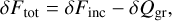 $\delta {F_{{\rm{tot}}}} = \delta {F_{{\rm{inc}}}} - \delta {Q_{{\rm{gr}}}},$