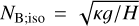 ${N_{{\rm{B}};{\rm{iso}}}} = \sqrt {\kappa g/H} $