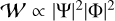 ${\cal W} \propto |{\rm{\Psi }}{|^2}|{\rm{\Phi }}{|^2}$