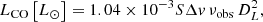 $$ \begin{aligned} L_{\rm CO}\left[L_{\odot }\right]&=1.04\times 10^{-3}S\Delta v\,\nu _{\rm obs}\,D_{L}^{2},\end{aligned} $$