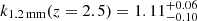 $ k_{\mathrm{1.2\,mm}}(z =2.5) =1.11^{+0.06}_{-0.10} $