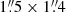 $ 1{{{\overset{\prime\prime}{.}}}}5\times 1{{{\overset{\prime\prime}{.}}}}4 $