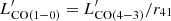 $ L^\prime_{\rm CO(1-0)}=L^\prime_{\rm CO(4-3)}/r_{41} $
