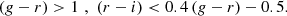 $$ \begin{aligned}&(g-r)>1 \,\,, \,\, (r-i) < 0.4\,(g-r) - 0.5. \end{aligned} $$