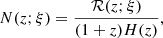 $$ \begin{aligned} N(z;\xi ) =\dfrac{\mathcal{R} (z; \xi )}{(1+z)H(z)}, \end{aligned} $$