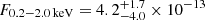 $ F_{\mathrm{0.2-2.0\,keV}} = 4.2_{-4.0}^{+1.7} \times 10^{-13} $