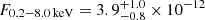 $ F_\mathrm{0.2{-}8.0\,keV} = 3.9_{-0.8}^{+1.0} \times 10^{-12} $