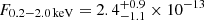 $ F_{\mathrm{0.2-2.0\,keV}} = 2.4_{-1.1}^{+0.9} \times 10^{-13} $