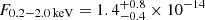 $ F_{\mathrm{0.2-2.0\,keV}} = 1.4_{-0.4}^{+0.8} \times 10^{-14} $