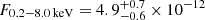 $ F_\mathrm{0.2{-}8.0\,keV} = 4.9_{-0.6}^{+0.7} \times 10^{-12} $