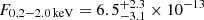 $ F_\mathrm{0.2{-}2.0\,keV} = 6.5_{-3.1}^{+2.3} \times 10^{-13} $
