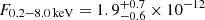 $ F_{\mathrm{0.2-8.0\,keV}} = 1.9_{-0.6}^{+0.7} \times 10^{-12} $