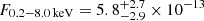 $ F_\mathrm{0.2{-}8.0\,keV} = 5.8_{-2.9}^{+2.7} \times 10^{-13} $