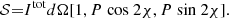 $$ \begin{aligned} {\mathbf {\mathcal S}}\mathbf = I^\mathrm{tot} {d} \Omega [1, P~\mathrm{cos}~2\chi , P~\mathrm{sin}~2\chi ]. \end{aligned} $$