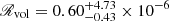 $ \mathscr{R}_{\mathrm{vol}} = 0.60_{-0.43}^{+4.73} \times 10^{-6} $