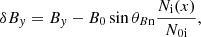 $$ \begin{aligned}&\delta B_y=B_y-B_{0}\sin \theta _{B\mathrm{n}}\frac{N_{\rm i}(x)}{N_{\rm 0i}},\end{aligned} $$