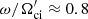 $ \omega/\Omega_{\mathrm{ci}}^\prime\approx 0.8 $