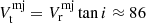 $ V_{\mathrm{t}}^{\mathrm{mj}}= V_{\mathrm{r}}^{\mathrm{mj}} \tan i \approx 86 $