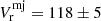 $ V_{\mathrm{r}}^{\mathrm{mj}}=118\pm 5 $