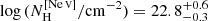 $ \log{(N_{\mathrm{H}}^{[\mathrm{Ne}\,\textsc{v}]}/\mathrm{cm^{-2}})}=22.8_{-0.3}^{+0.6} $