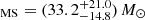 $ _{\mathrm{MS}} = (33.2_{-14.8}^{+21.0})\,M_{\odot} $