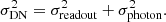 $$ \begin{aligned} \sigma _{\mathrm{DN}}^{2} = \sigma _{\mathrm{readout}}^{2}+\sigma _{\mathrm{photon}}^{2}. \end{aligned} $$