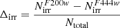 $ \Delta_{\mathrm{irr}}= \frac{N_{\mathrm{irr}}^{F200w}-N_{\mathrm{irr}}^{F444w}}{N_{\mathrm{total}}} $