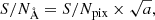 $$ \begin{aligned} S/N_{\AA } = S/N_{\rm pix} \times \sqrt{a} ,\end{aligned} $$