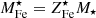 $ M^{\star}_{\mathrm{Fe}} = Z^{\star}_{\mathrm{Fe}} M_{\star} $