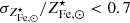 $ { \sigma_{Z^{\star}_{\mathrm{Fe,\odot}}} / Z^{\star}_{\mathrm{Fe,\odot}} } < 0.7 $