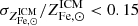$ {\sigma_{Z^{\mathrm{ICM}}_{\mathrm{Fe,\odot}}} / Z^{\mathrm{ICM}}_{\mathrm{Fe,\odot}}} < 0.15 $