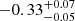 $ -0.33^{+0.07}_{-0.05} $