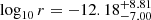 $ \log_{10} r = -12.18^{+8.81}_{-7.00} $