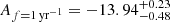 $ A_{f=1\,\mathrm{yr}^{-1}}=-13.94_{-0.48}^{+0.23} $
