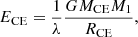 $$ \begin{aligned} E_{\rm CE} = {\frac{1}{\lambda }}{\frac{GM_{\rm CE}M_1}{R_{\rm CE}}}, \end{aligned} $$