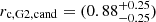 $ r_{\mathrm{c, G2, cand}}=(0.88_{-0.25}^{+0.25}) $