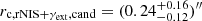 $ r_\mathrm{c,rNIS+\gamma_{\mathrm{ext}},cand}=(0.24_{-0.12}^{+0.16})^{{\prime\prime}} $