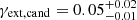 $ \gamma_{\mathrm{ext,cand}}=0.05_{-0.01}^{+0.02} $