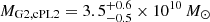 $ M_{\mathrm{G2,cPL2}}=3.5^{+0.6}_{-0.5}\times10^{10} \, M_{\odot} $