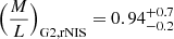 $ \Big(\frac{M}{L}\Big)_{\mathrm{G2,rNIS}}=0.94^{+0.7}_{-0.2} $