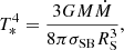$$ \begin{aligned} T_*^4 = \frac{3GM\dot{M}}{8\pi \sigma _{\rm SB} {R}_{\rm S}^3} , \end{aligned} $$