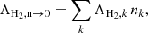 $$ \begin{aligned} \Lambda _{\mathrm{H} _2, \mathrm{n} \rightarrow 0}=\sum _k \Lambda _{\mathrm{H} _2, k} \, n_k, \end{aligned} $$