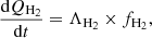 $$ \begin{aligned} \frac{\mathrm{d}Q_{\rm H_{2} }}{\mathrm{d}t} = \Lambda _{\rm H_{2} }\times f_{\rm H_{2} }, \end{aligned} $$