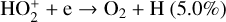 ${\rm{HO}}_2^ + + {\rm{e}} \to {{\rm{O}}_2} + {\rm{H}}(5.0\% )$