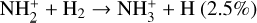 ${{\rm{NH}}_2^ + + {{\rm{H}}_2} \to {\rm{NH}}_3^ + + {\rm{H}}(2.5\% )}$