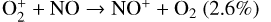 ${\rm{O}}_2^ + + {\rm{NO}} \to {\rm{N}}{{\rm{O}}^ + } + {{\rm{O}}_2}(2.6\% )$
