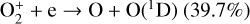 ${\rm{O}}_2^ + + {\rm{e}} \to {\rm{O}} + {\rm{O}}\left( {^1{\rm{D}}} \right)(39.7{\rm{\% }})$