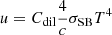 $ u = C_{\mathrm{dil}} \frac{4}{c} \sigma_{\mathrm{SB}} T^4 $